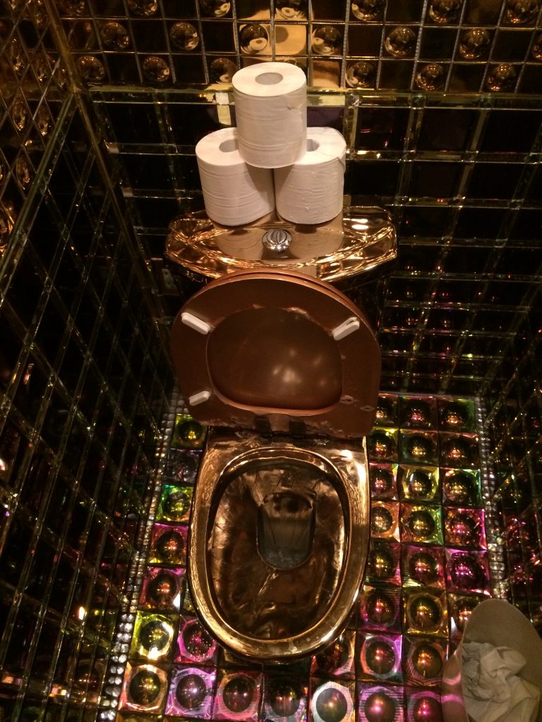 Golden toilet at the robot restaurant