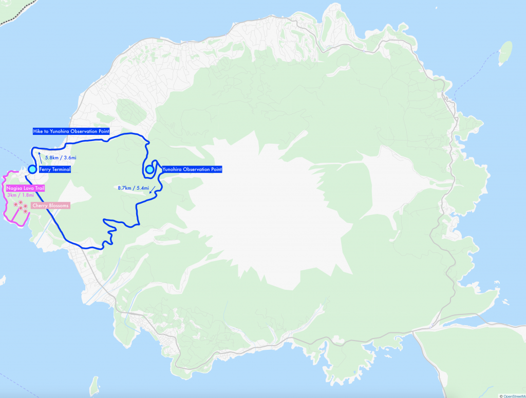 Sakurajima Hiking Map