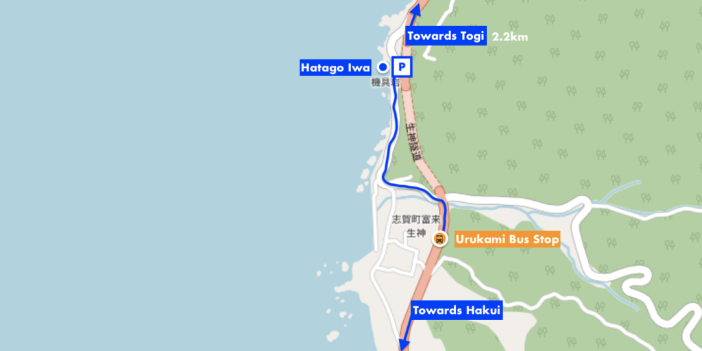 Hatago Iwa bus and road map, Noto Peninsula
