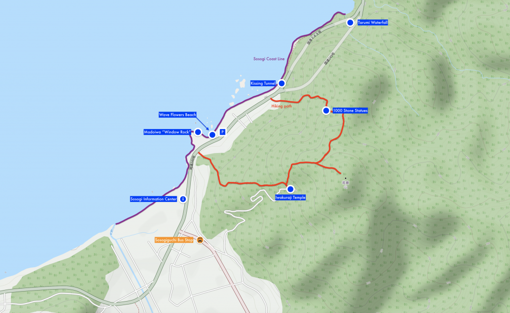 Map of Sosogi Coast, Madoiwa Rock