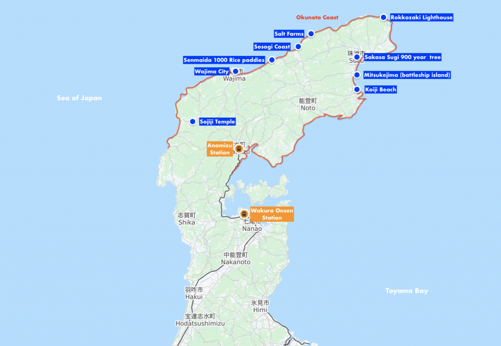 Okunoto Coast Map