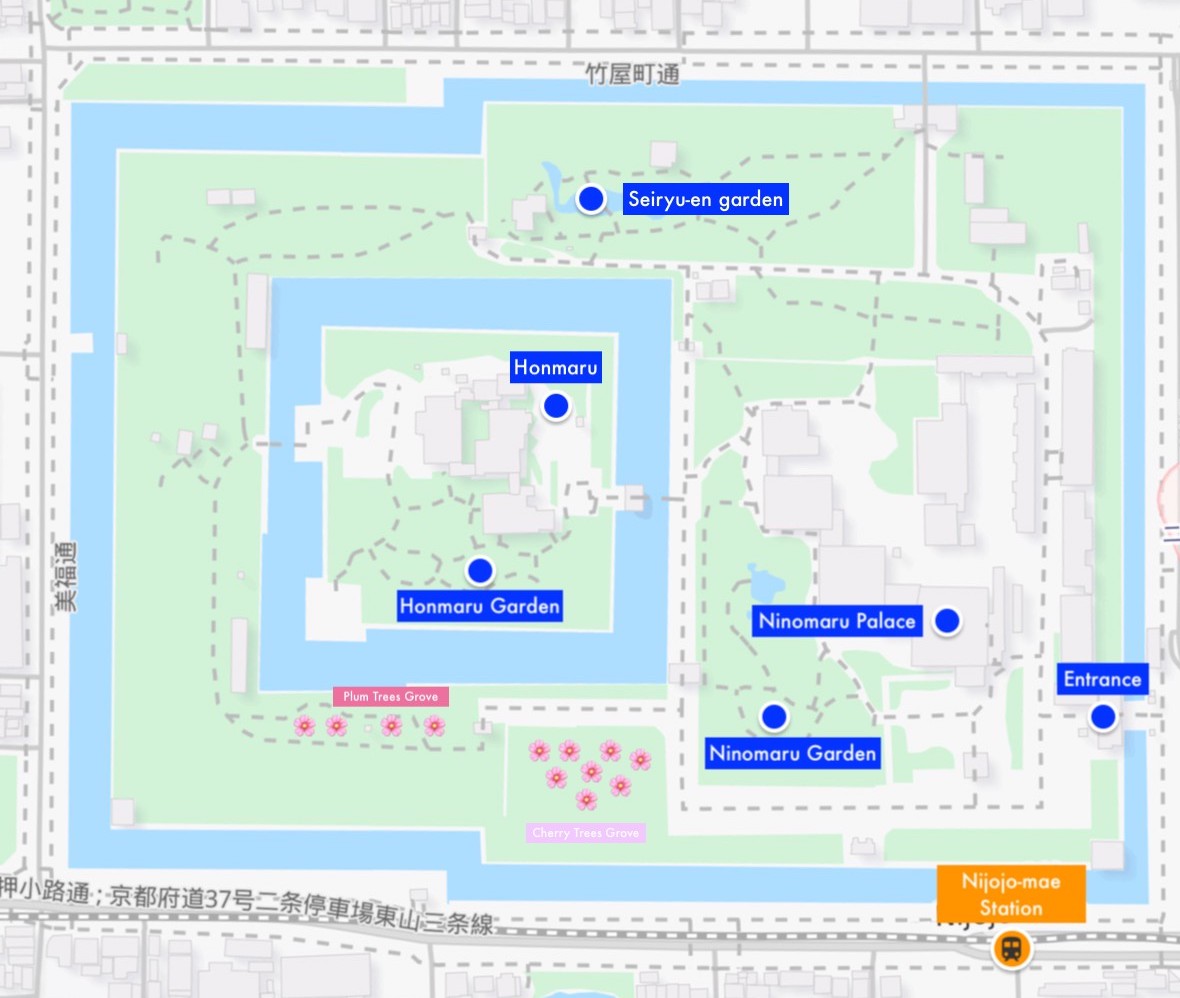 Map of Nijo Castle, Kyoto