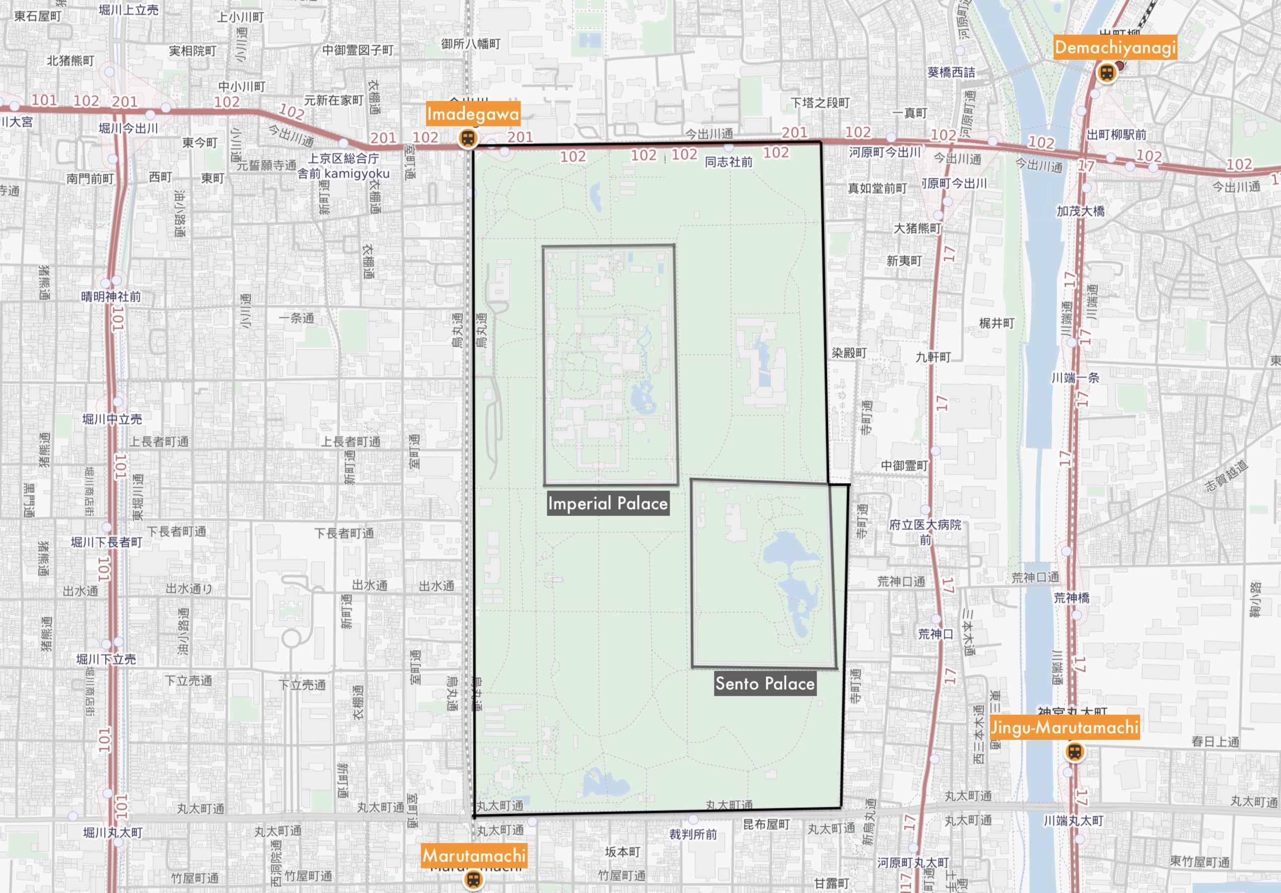 Simple map of Kyoto Imperial Palace