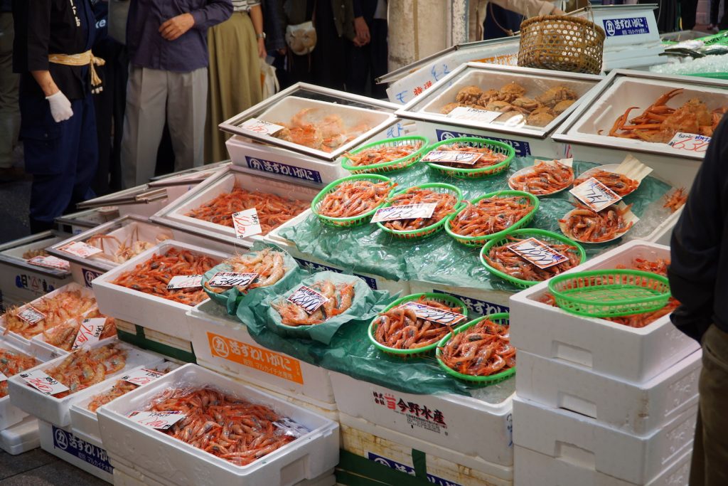 Shrimp at Omicho Market, Kanazawa © touristinajapan.com