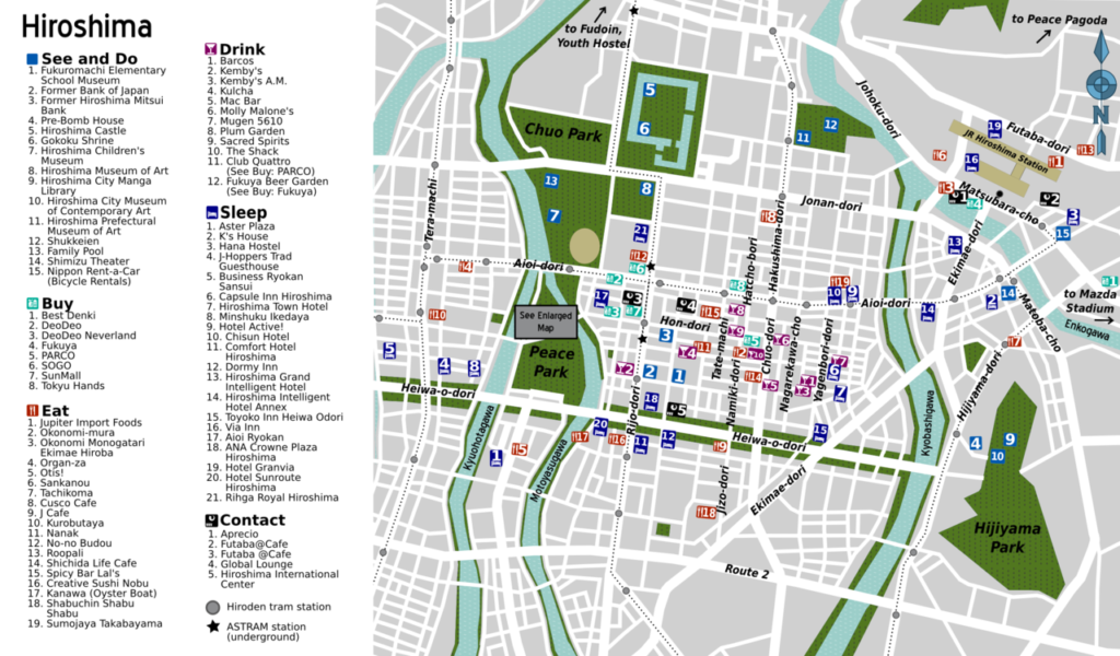 Map of central Hiroshima. Map by Marc Heiden. CC BY-SA 4.0.